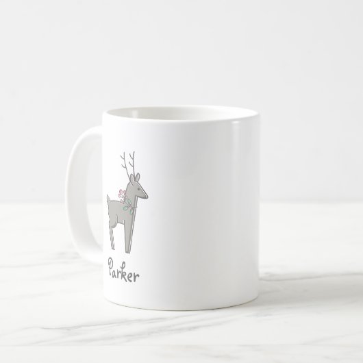 Mug Reinder moderne Noël Nom personnel (Devant gauche)