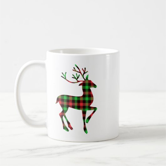 Mug Reinder Rouge et Buffle vert Plaid Noël (Gauche)