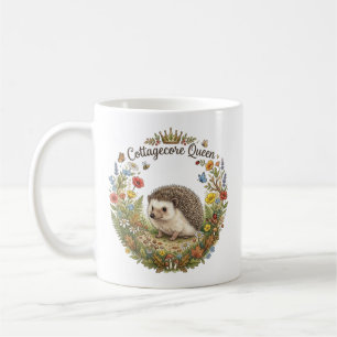 Mug Reine Cottagecore Hérisson Mignon Couronne Florale