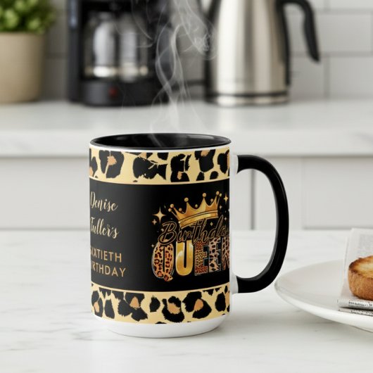 Mug Reine d'anniversaire Fun Léopard Soixante ans
