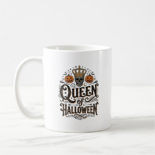Mug Reine de Halloween Vintage Crâne Chemise Citrouill