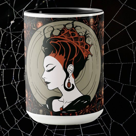Mug Reine de l'araignée gothique, Halloween sombre et 