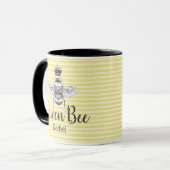 Mug Reine des abeilles vintage et rayures | (Devant gauche)