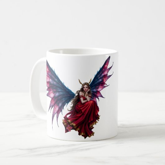 Mug Reine des fées de fantasy sombre avec des ailes de (Devant gauche)