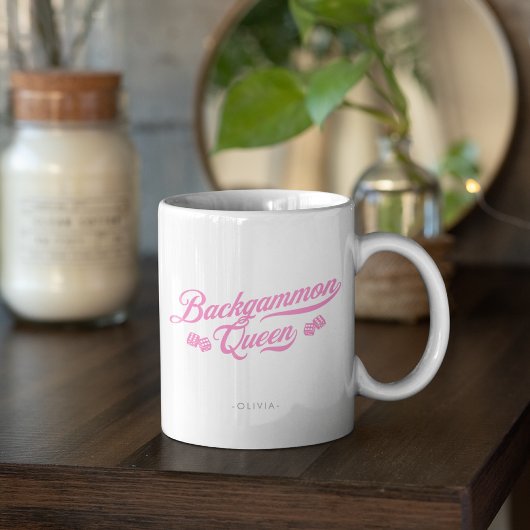 Mug Reine du Backgammon écriture rose