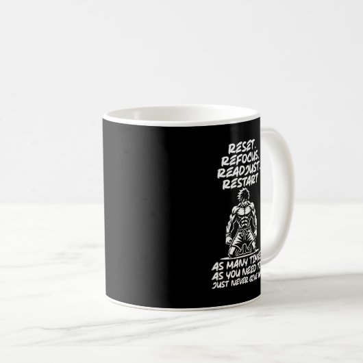 Mug Réinitialiser Réajuster - Gym, Hustle, Succès (Devant droit)