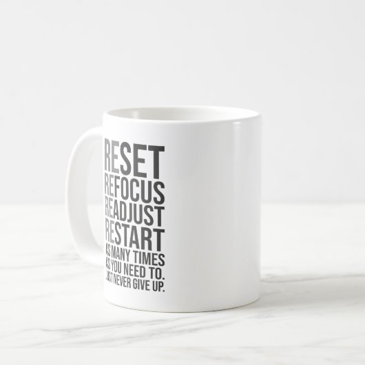 Mug Réinitialiser Réajuster - Gym, Hustle, Succès (Devant gauche)