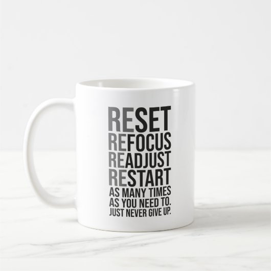 Mug Réinitialiser Réajuster - Gym, Hustle, Succès (Gauche)