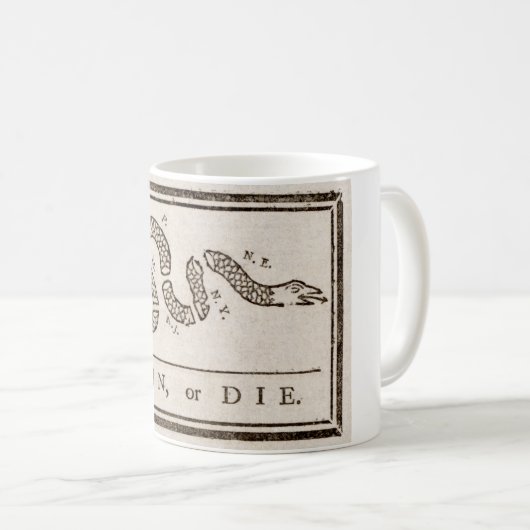 Mug  Rejoignez ou mourrez Benjamin Franklin Caricature (Devant droit)