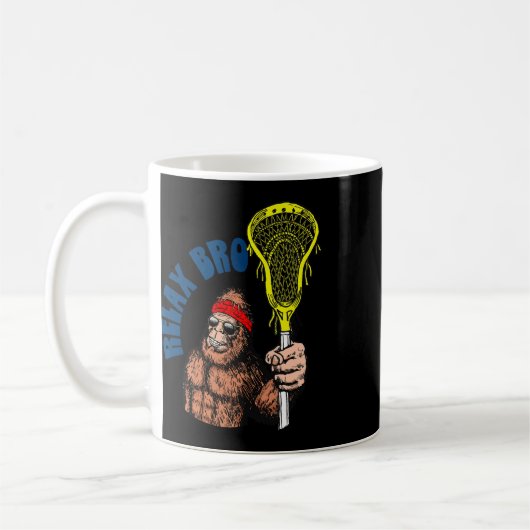 Mug Relax Bro ! Funny Sasquatch Lax Bigfoot Lacrosse V (Gauche)