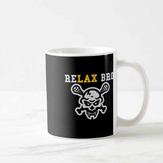 Mug Relax Brx Lax Funny Lacrosse Crossbones de crâne (Droite)