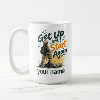 Mug Relevez-vous et recommencez Nom personnalisé Inspi
