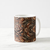 Mug Relief Cuir Faux Fleurs Style Vintage (Devant droit)