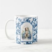 Mug Religieux Bleu Floral Béni Mère Marie (Gauche)