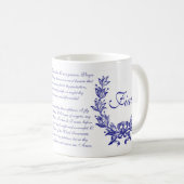 Mug Religieux Marine Bleu Memorare Catholique Prière F (Devant droit)