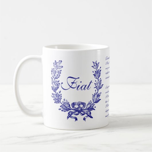 Mug Religieux Marine Bleu Memorare Catholique Prière F (Gauche)