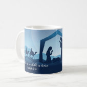 Mug Religieux Noël Nativité Scène Bleu chrétien (Devant gauche)