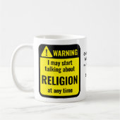 Mug Religion Funny Personalized Warning (Gauche)
