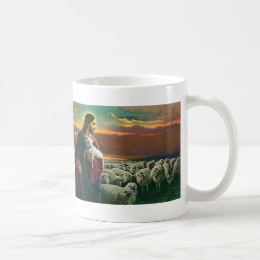 Mug Religion vintage, Christ Bon Pasteur avec troupeau (Droite)