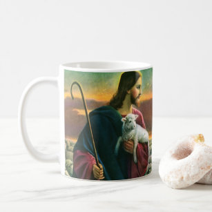 Mug Religion Vintage, le Christ Bon Pasteur avec son t