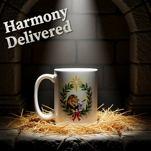 Mug Religious Christmas The Lion and the Lamb with Sta