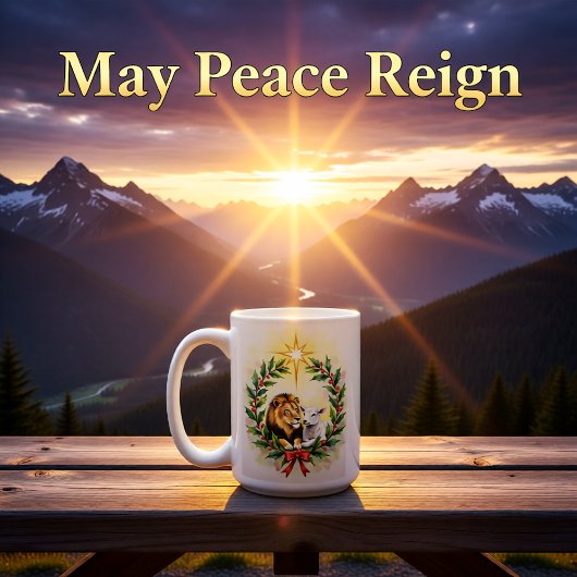 Mug Religious Christmas The Lion and the Lamb with Sta