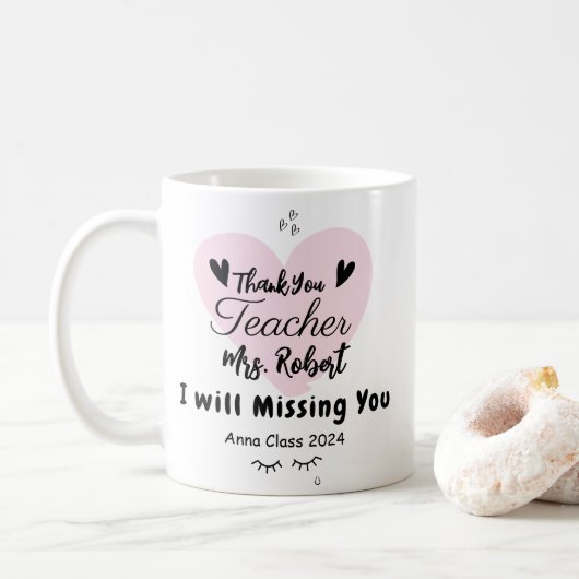 Mug Remerciement pour l'appréciation des enseignants É (Avec donut)