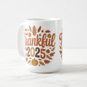 Mug Remerciements 2025 Citrouille d'automne Thanksgivi (Devant gauche)