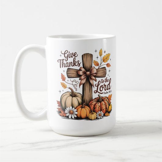 Mug Remerciements Christian Cross Fall Citrouilles (Gauche)