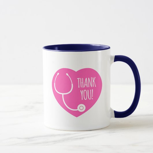 Mug Remerciements| Stéthoscope à coeur rose (Droite)