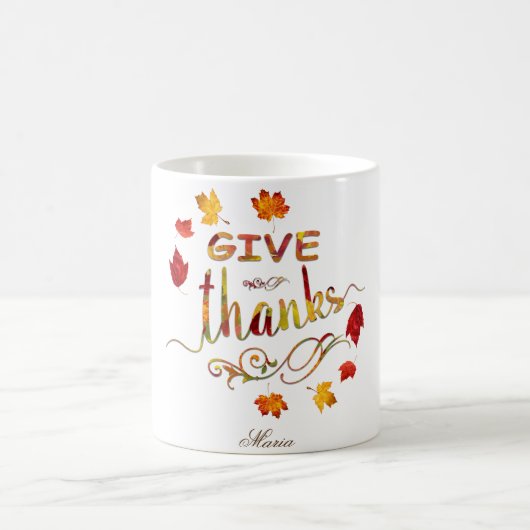 Mug Remercier Automne Russe Thanksgiving Monogramme (Centre)