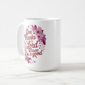 Mug Remerciez le Seigneur Fleurs pourpres Christian (Devant gauche)