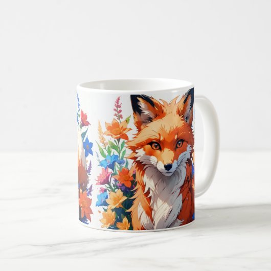 Mug Renard à fleurs (Devant droit)