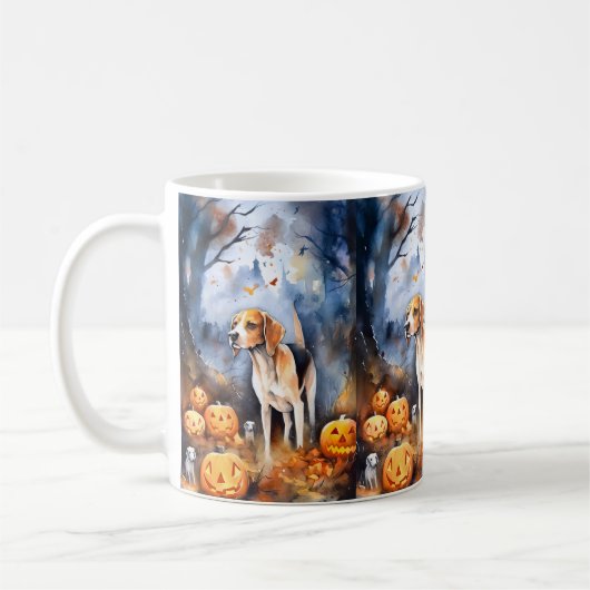 Mug Renard américain Halloween avec citrouilles (Gauche)