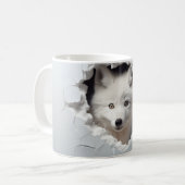 Mug Renard arctique en 3D, Amateurs de renards hiverna (Devant gauche)