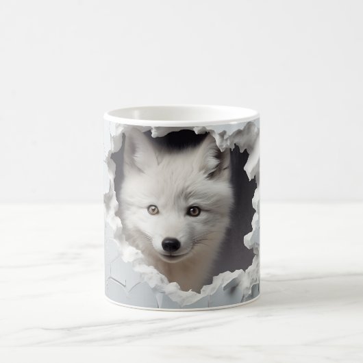 Mug Renard arctique en 3D, Amateurs de renards hiverna (Centre)
