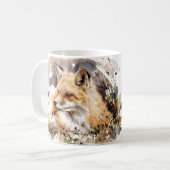Mug Renard art aquarelle tasse, le renard amant cadeau (Devant gauche)