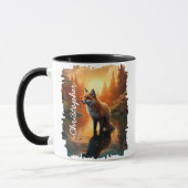 Mug Renard au coucher de soleil, reflets de la forêt (Gauche)