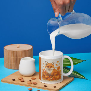 Mug renard aux feuilles de citrouille cosy automne amb