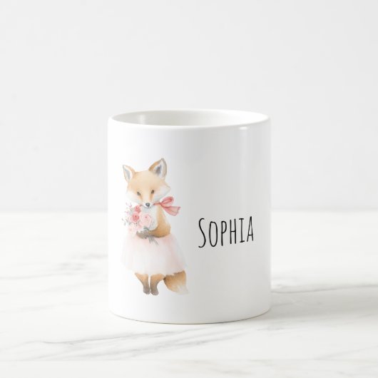 Mug Renard aux fleurs robe rose (Centre)