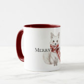 Mug Renard blanc rouge de Noël (Devant gauche)