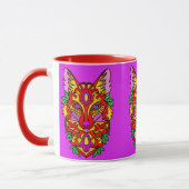 Mug Renard boho art abstrait loup bohème rouge violet (Gauche)