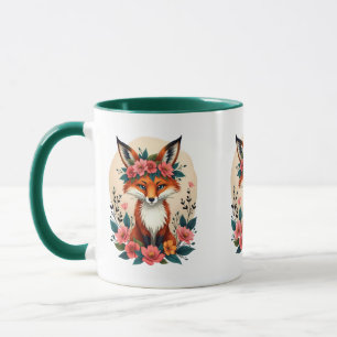 Mug Renard Boho Fantaisiste avec Couronne Florale de l