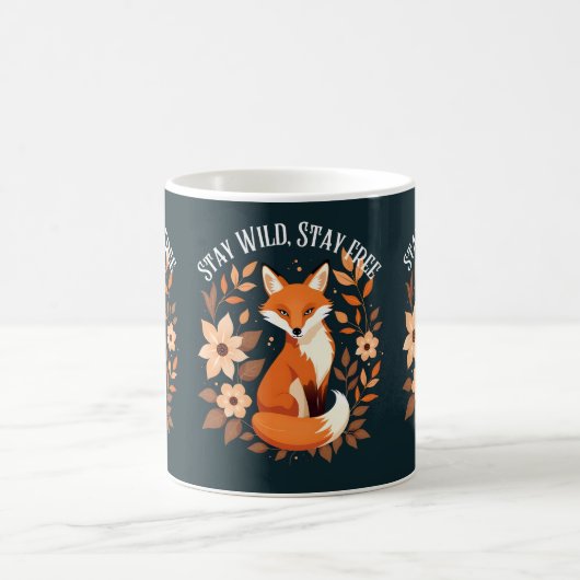 Mug Renard Boho "Restez sauvage, Restez libre" Bois fo (Centre)