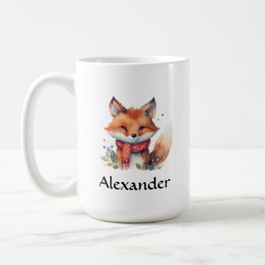 Mug Renard boisé dans l'écharpe Personnalisé (Gauche)