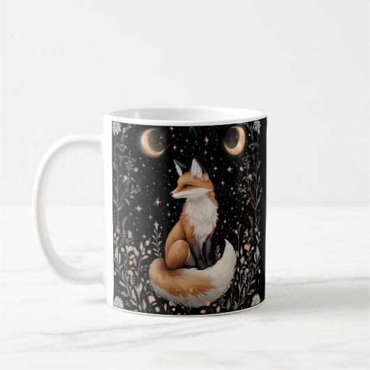 Mug Renard céleste mystique et fleurs (Gauche)
