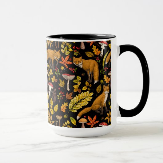 Mug Renard d'automne sur noir (Droite)