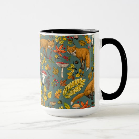 Mug Renard d'automne sur pin vert (Droite)