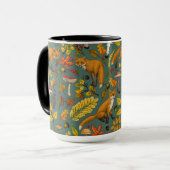 Mug Renard d'automne sur pin vert (Devant gauche)