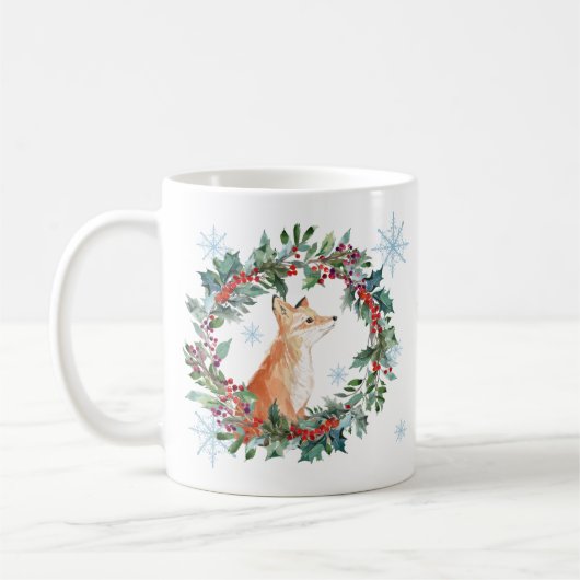 Mug Renard de Noël en bois de Noël (Gauche)